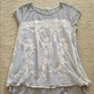 Gray Shirt w/ White Lace on Front